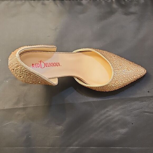 BRAND NEW RED DELICIOUS SATIN D'ORSAY GLAMOROUS STUDDED EMBELLISHMENTS PUMP - Picture 12 of 16